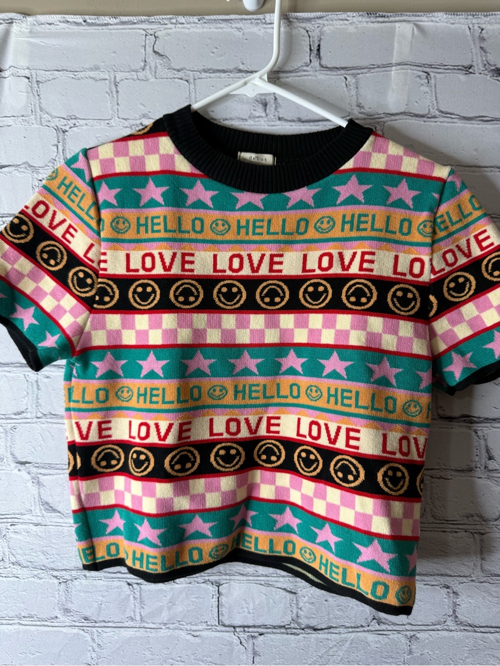 Debut colorful cropped short sleeve sweater - Picture 2 of 6